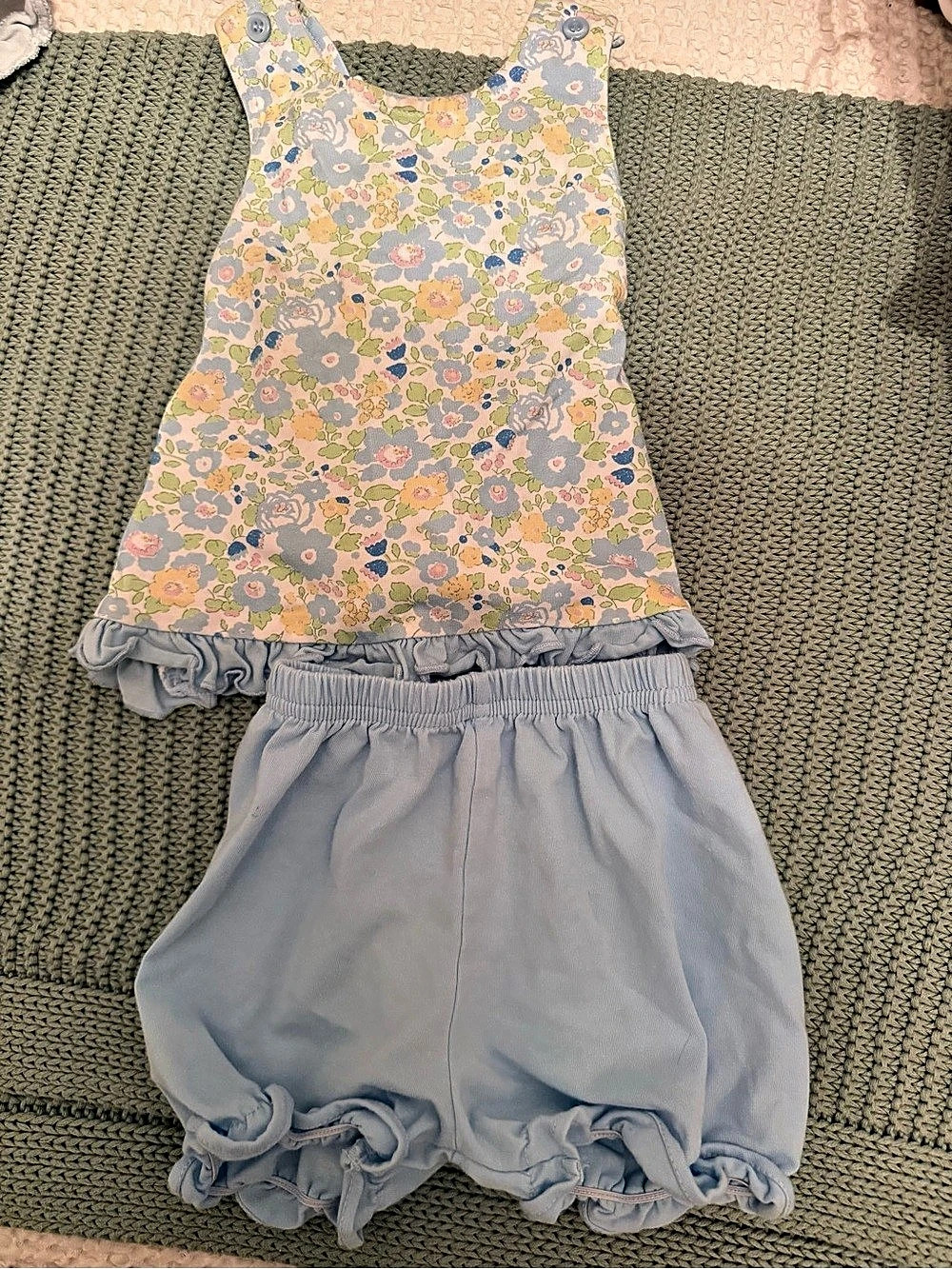 Trotter Street Kids Floral Short Set Blue & Multicolor Baby 12M